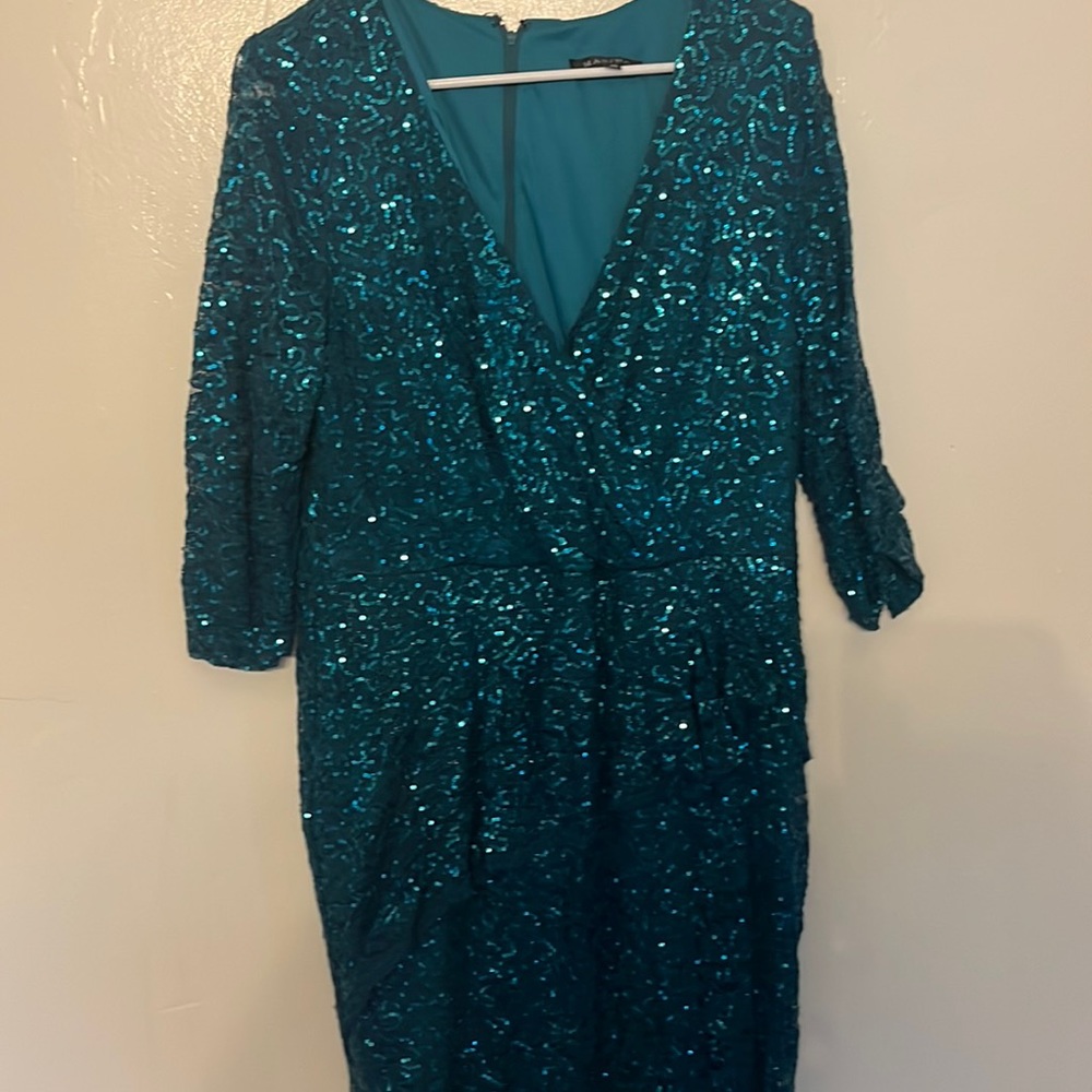 Mother of the bride lace sequin knee length dress